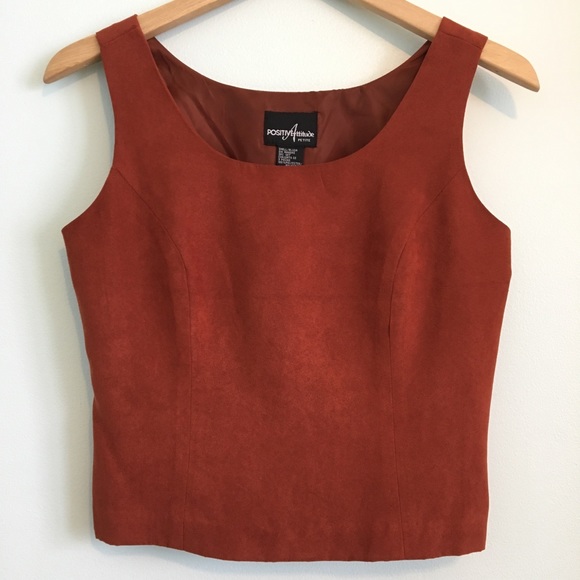 Faux Suede Orange Sleeveless Top - Picture 2 of 7